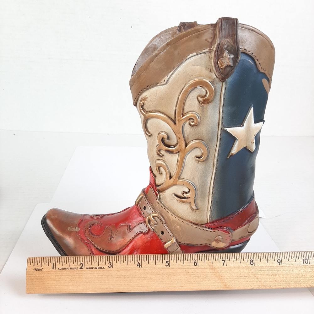 Texas Lone Star cowboy boot 9½" tall resin figurine - Picture 4 of 7
